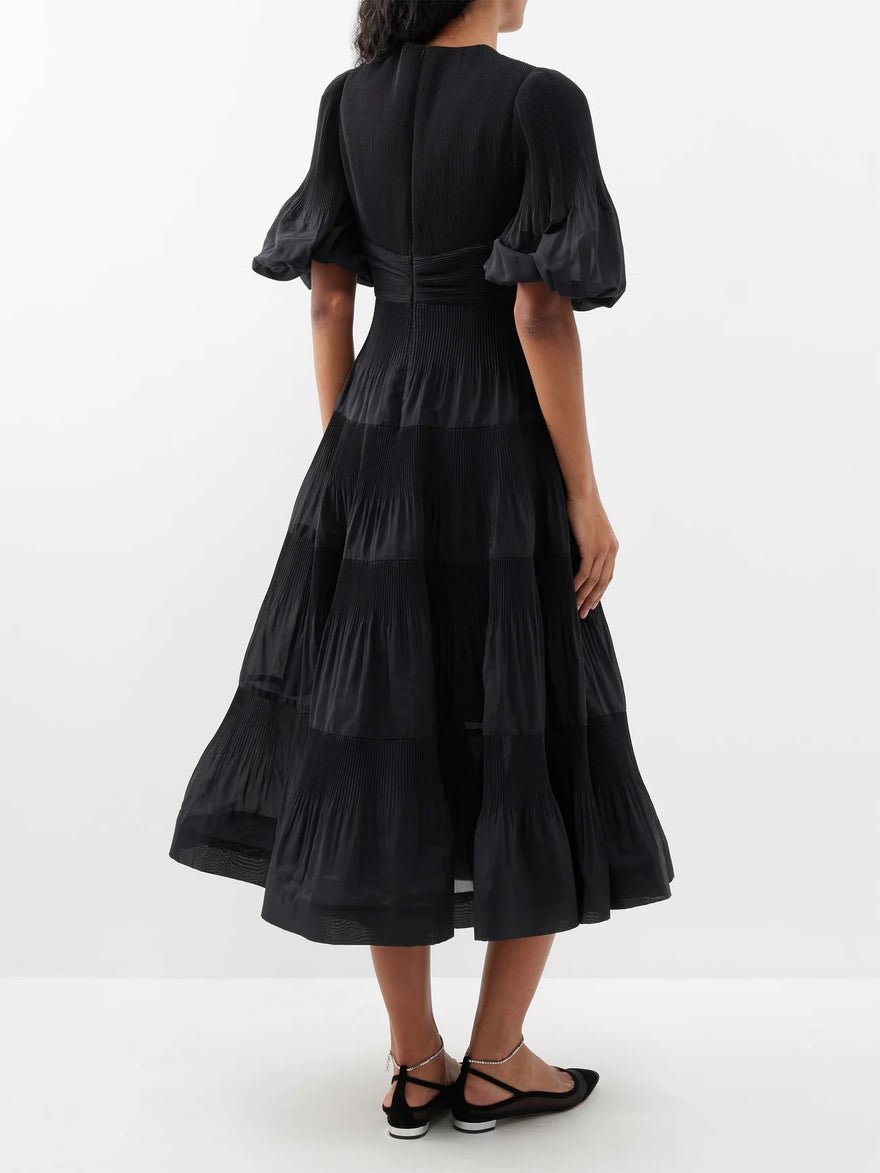 Zimmermann Pleated Midi Dress - Black photo 2