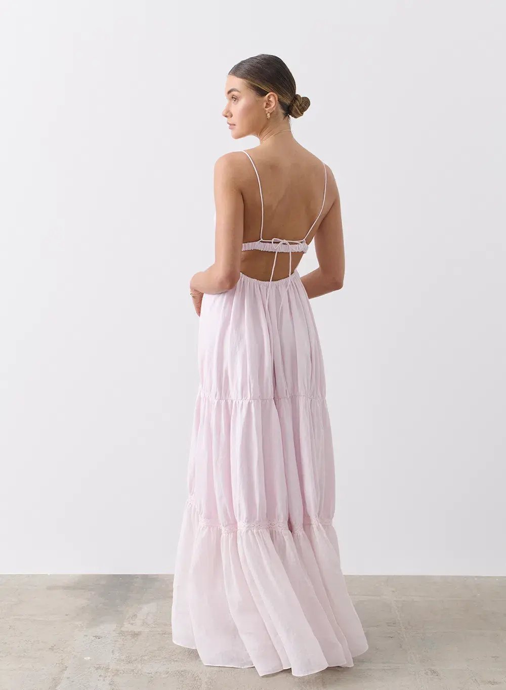 Joslin Liana Linen Ramie Maxi Dress Pink Size 8 photo 3