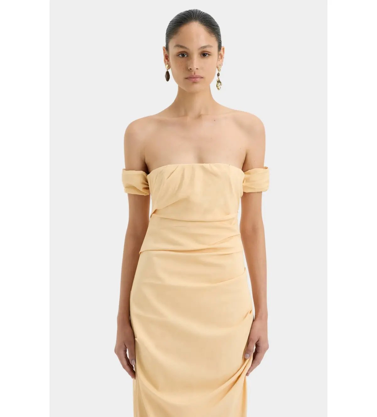 Sir the Label The Carmen Draped Gown in Light Peach Size 2/Au 10 photo 2