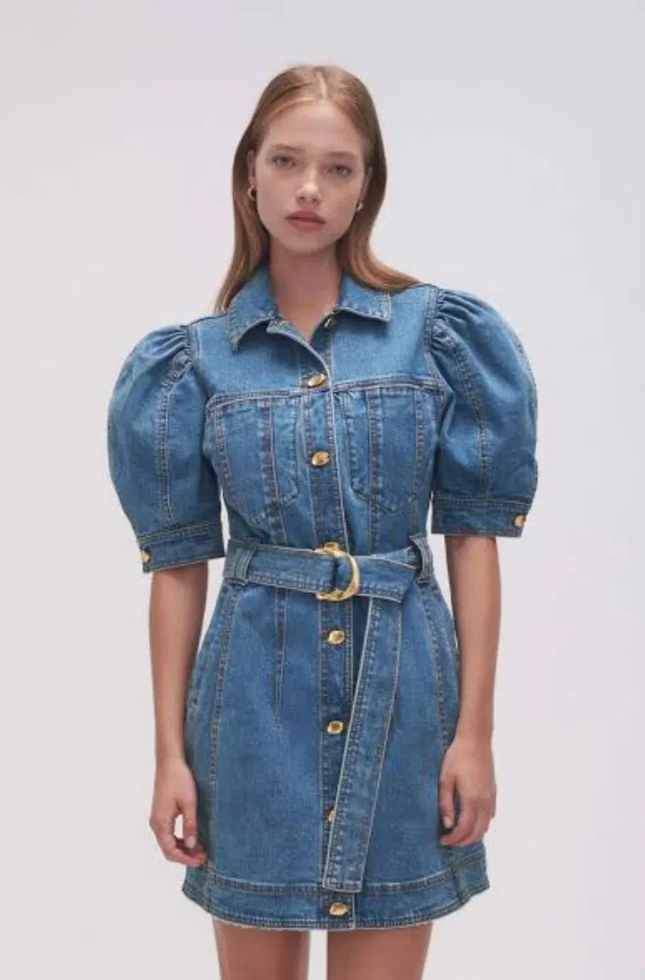 Aje Adriana Puff Sleeve Mini Dress 90s Wash Size 8 photo 3