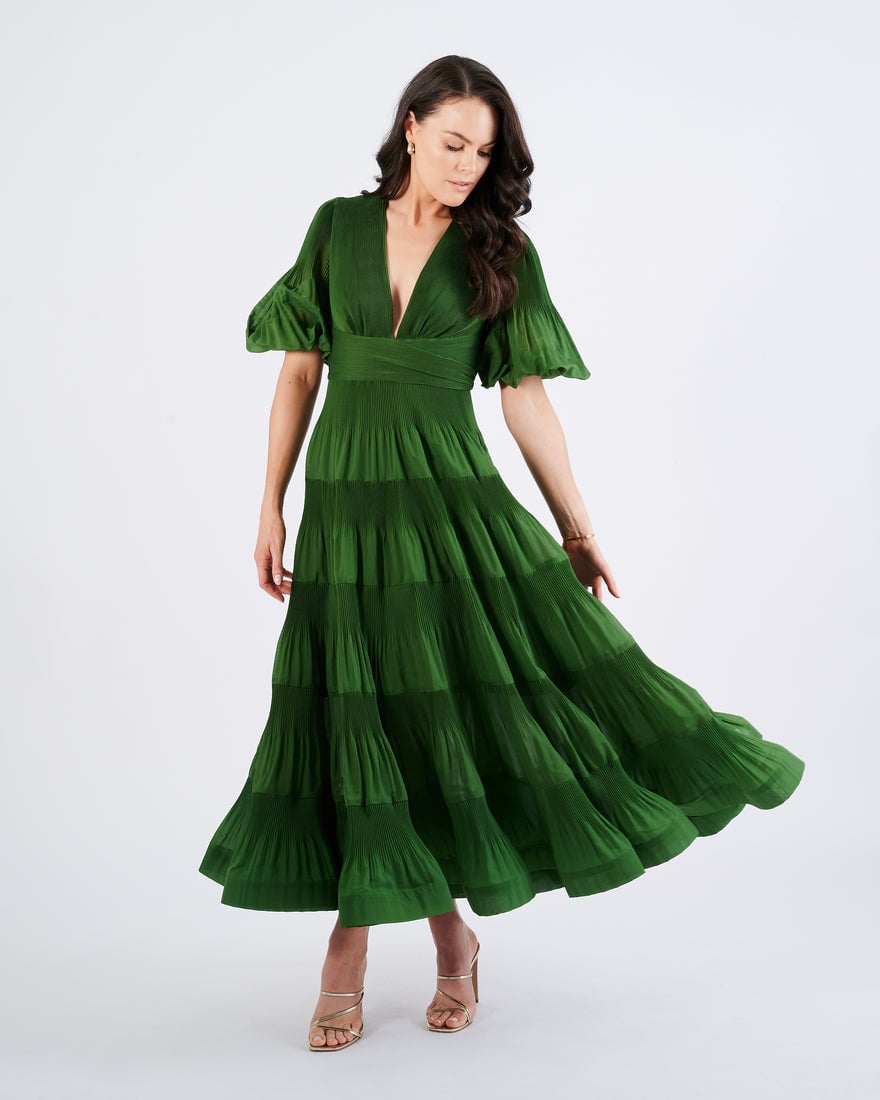 Zimmermann Pleated Midi Dress - Green photo 3