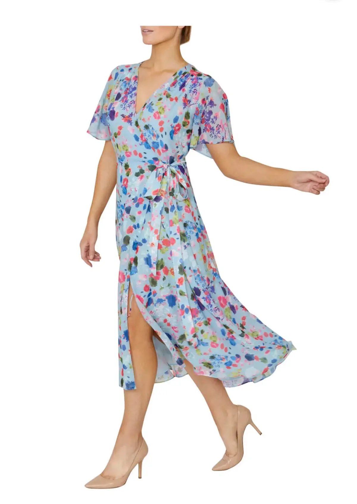 Anthea Crawford Floral Wrap Dress Print Size 8 photo 5