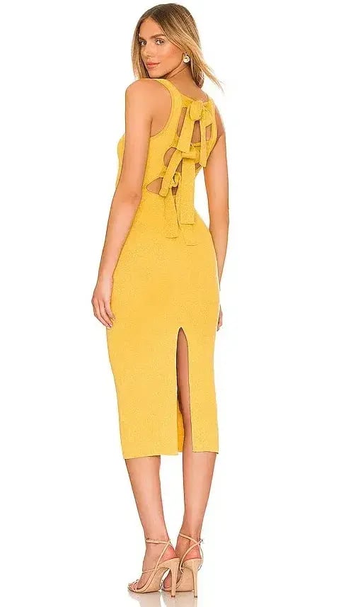 Majorelle Dress Betrys Tie Back Midi Yellow Gold Size S/ AU 6 photo 3