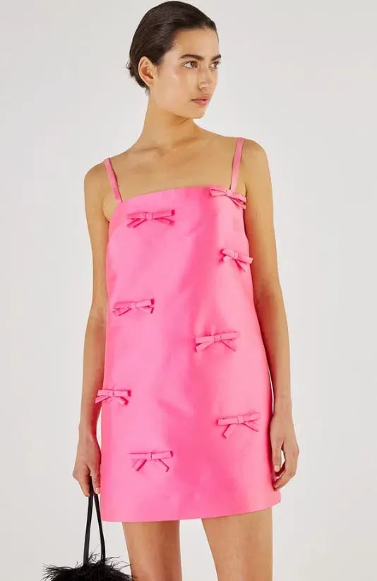 Oroton Satin Mini Bow Dress Candy Pink Size AU 8 photo 2