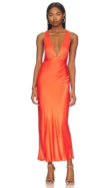 Shona Joy Milo Plunge Cross Back Midi Dress Hibiscus Size 12 photo 4