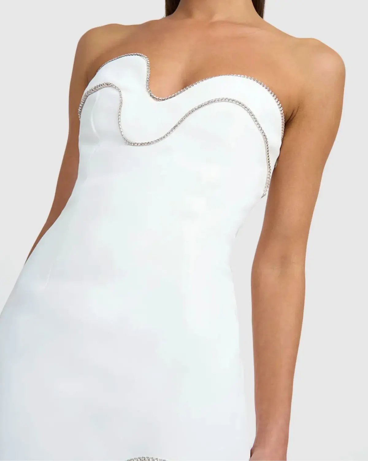 By Johnny Diamond Wave Strapless Mini Dress Ivory Size 8 photo 2