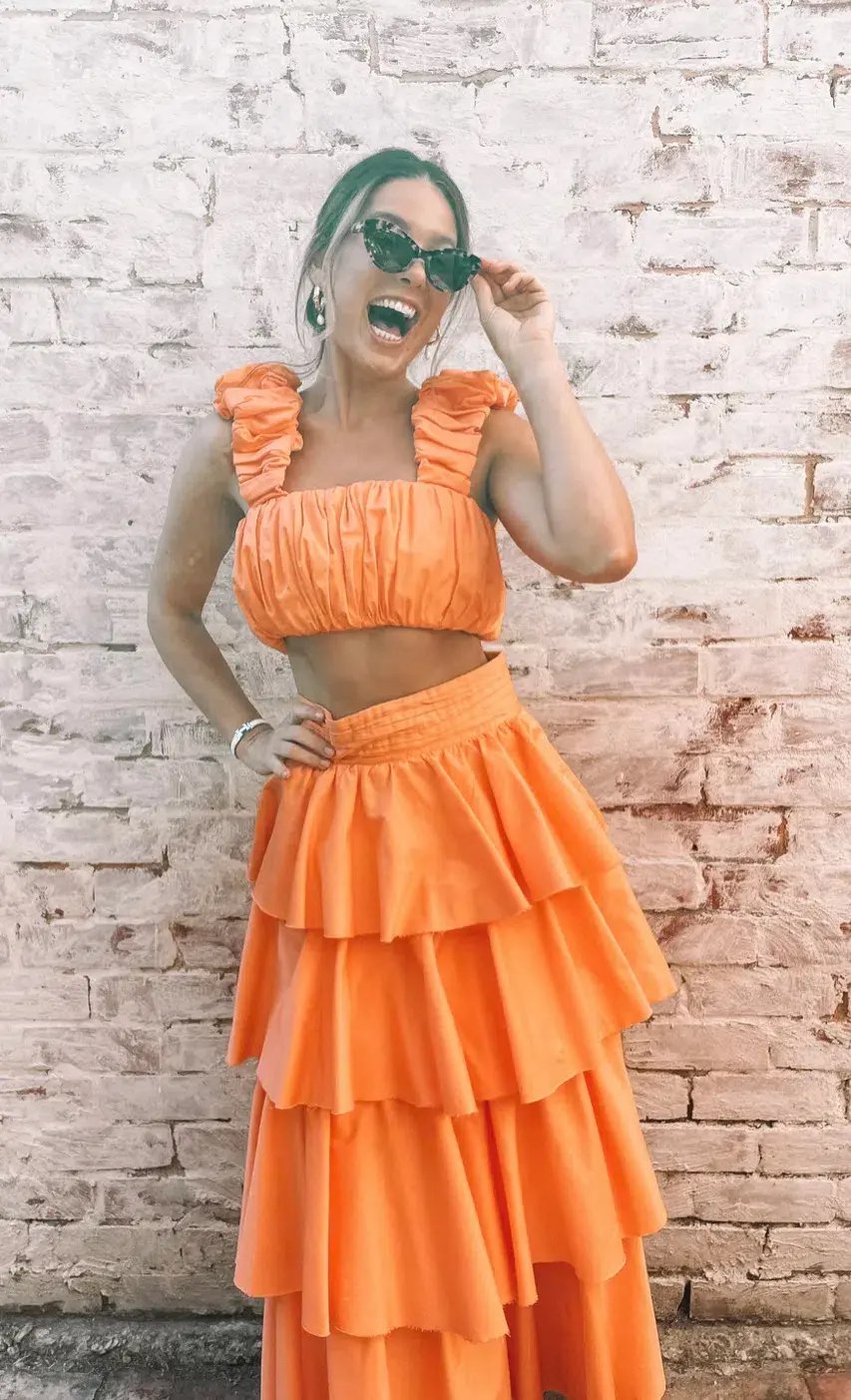 Aje Medina Orange Crop & Skirt Set Mandarin Size 8 photo 5