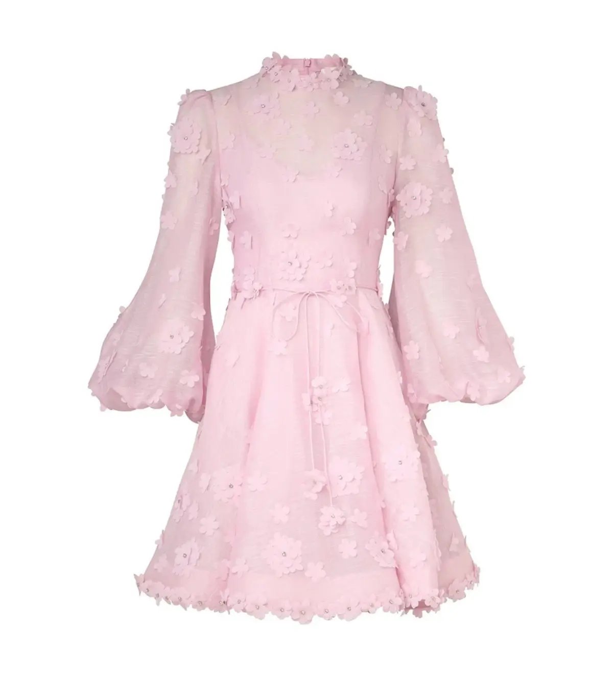 Zimmermann Matchmaker Lift Off Linen and Silk Mini Dress Pink Size 0P/AU 6 photo 4