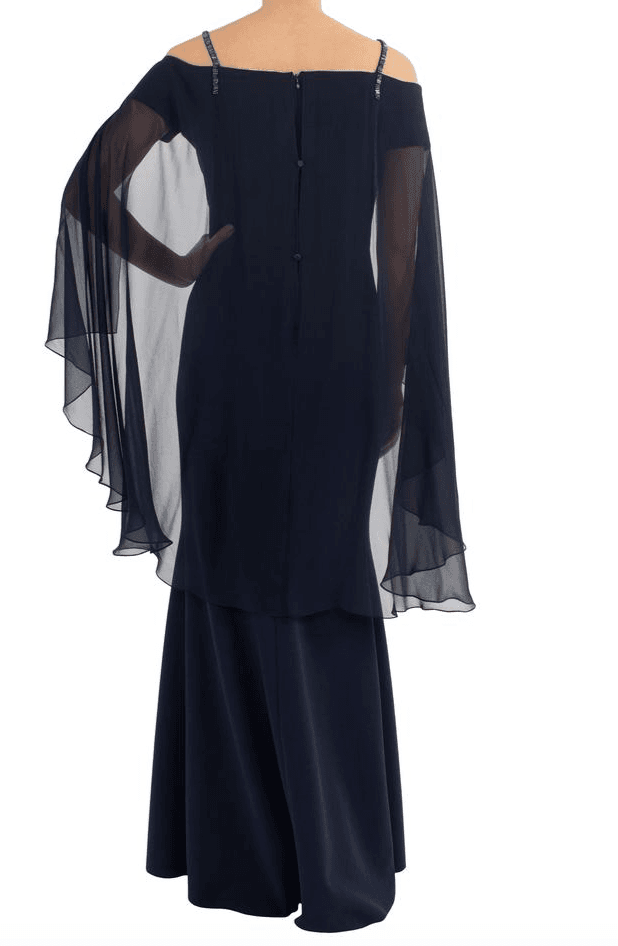 Anthea Crawford Downtown Abbey Navy Shawl Gown size 14 photo 4