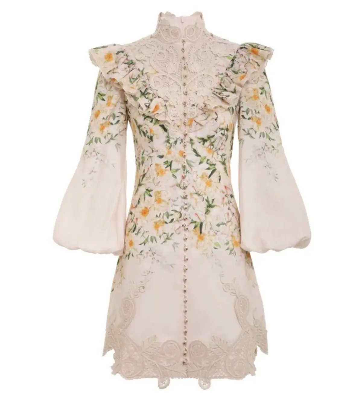 Zimmermann Coaster Battenburg Mini Dress in Blush Garden Floral Size 0/AU 8 photo 4