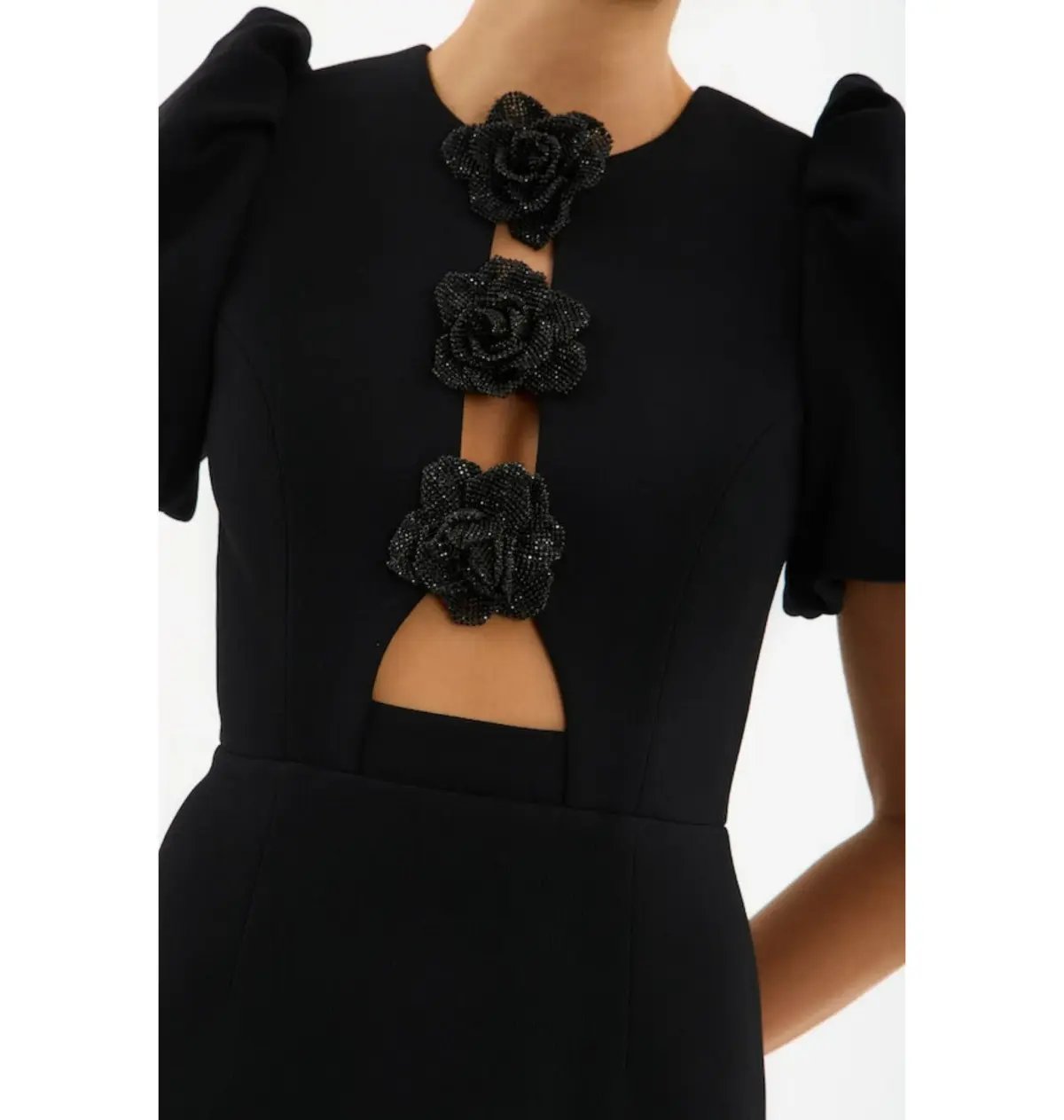 Rebecca Vallance Aubree Flower Mini Dress in Black Size AU 10 photo 3