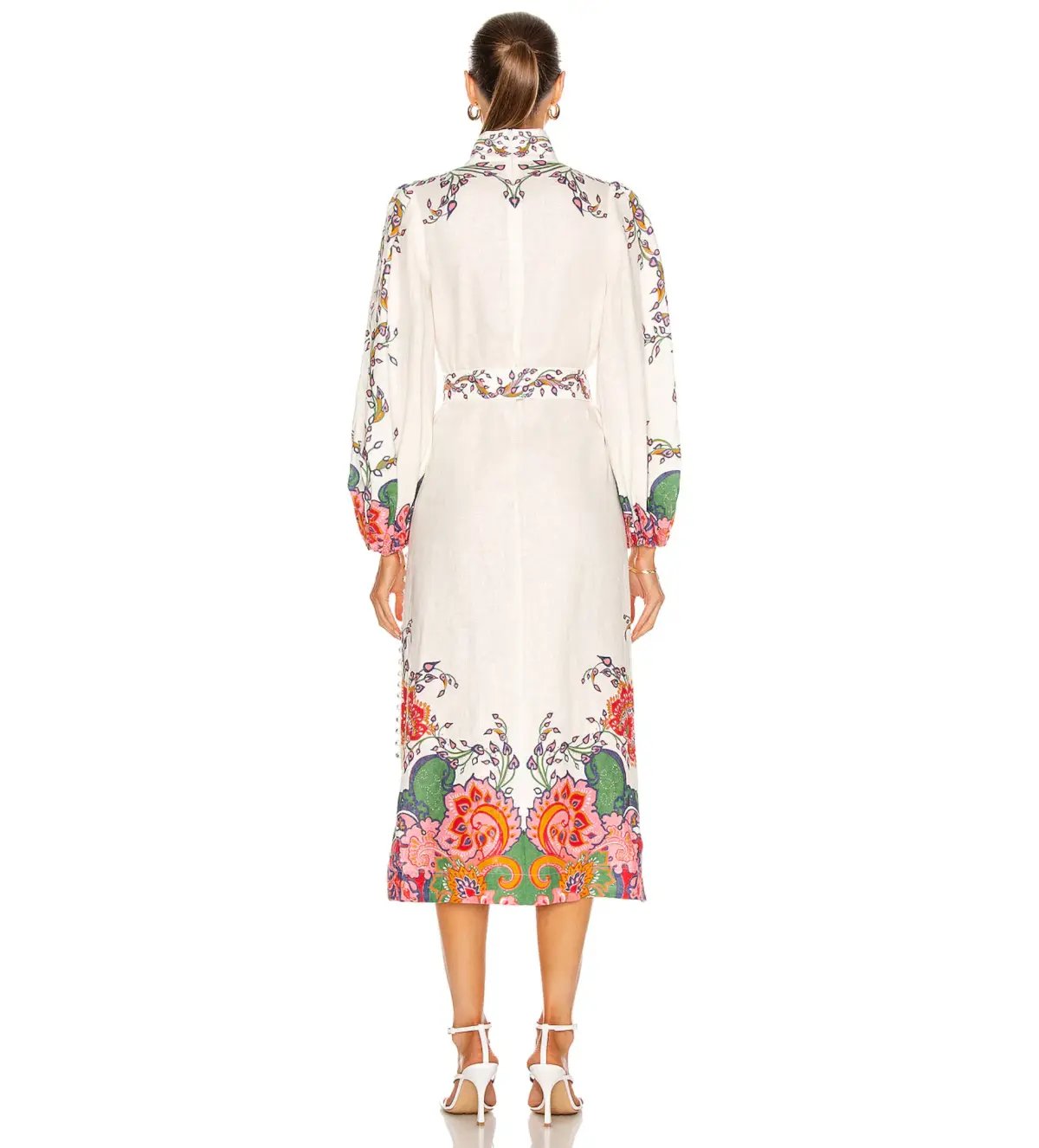 Zimmermann Lovestruck Buttoned in Natural Paisley Floral Midi Dress Size 6 photo 3