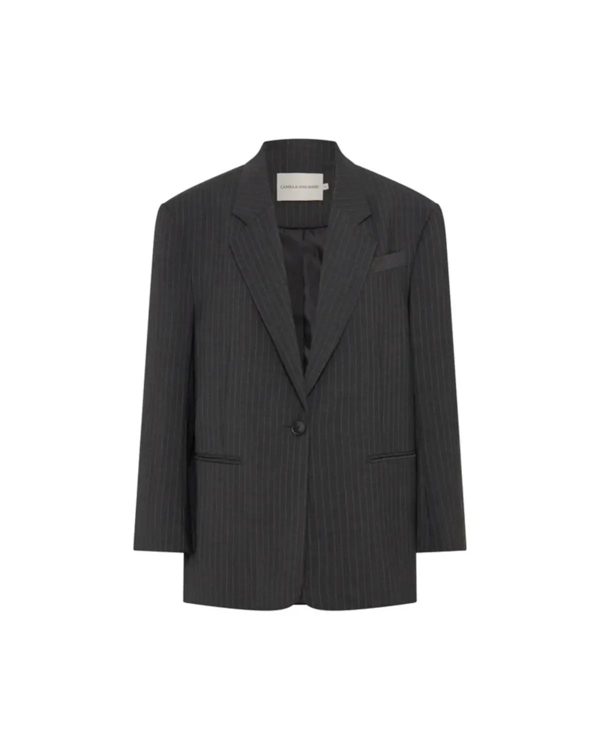 Camilla and Marc Brancusi Blazer and Mini Skirt Set in Charcoal Pinstripe Size AU 6 photo 7
