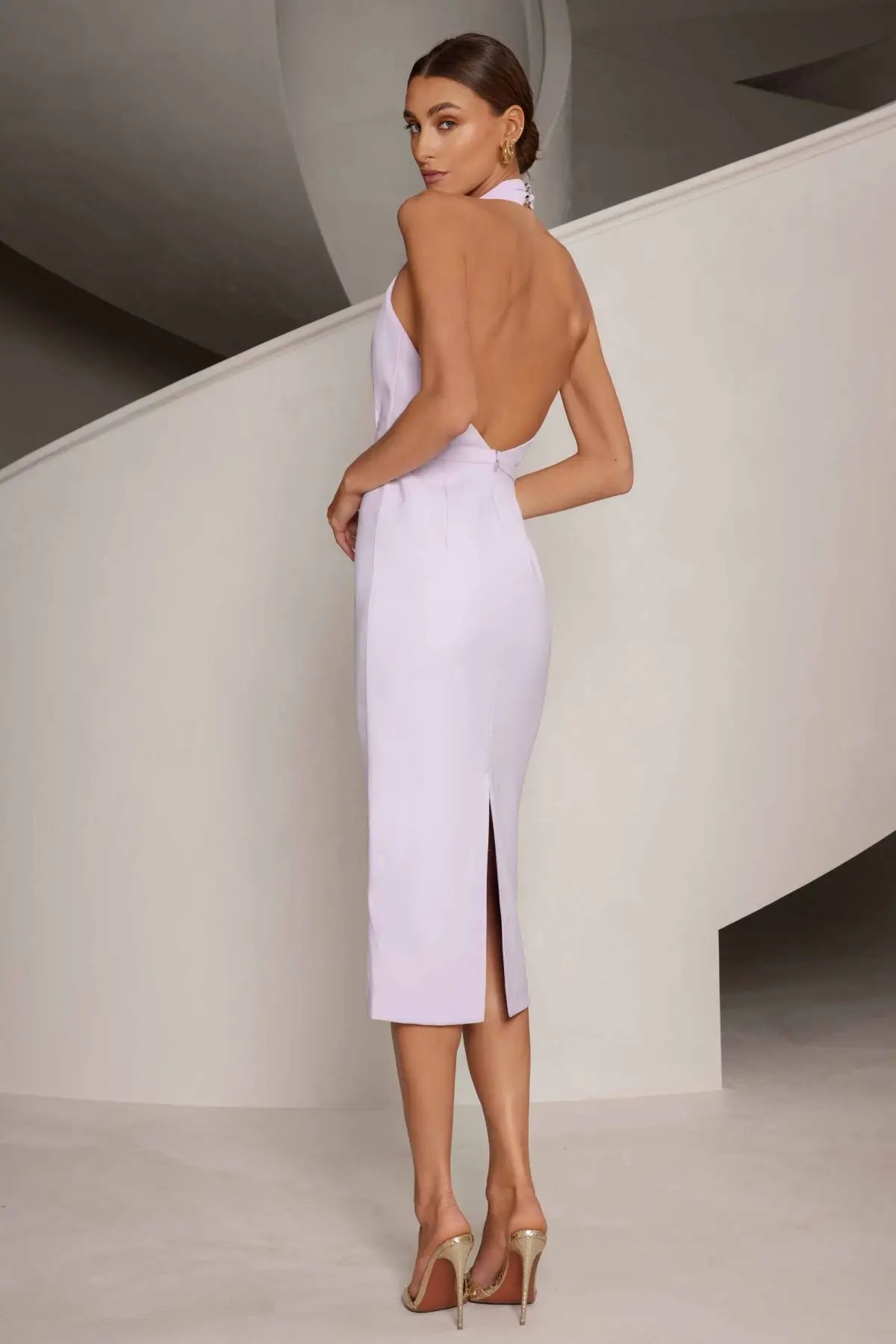 Elle Zeitoune Angela Lavender Outlet Midi Dress Lilac Size 8 photo 3