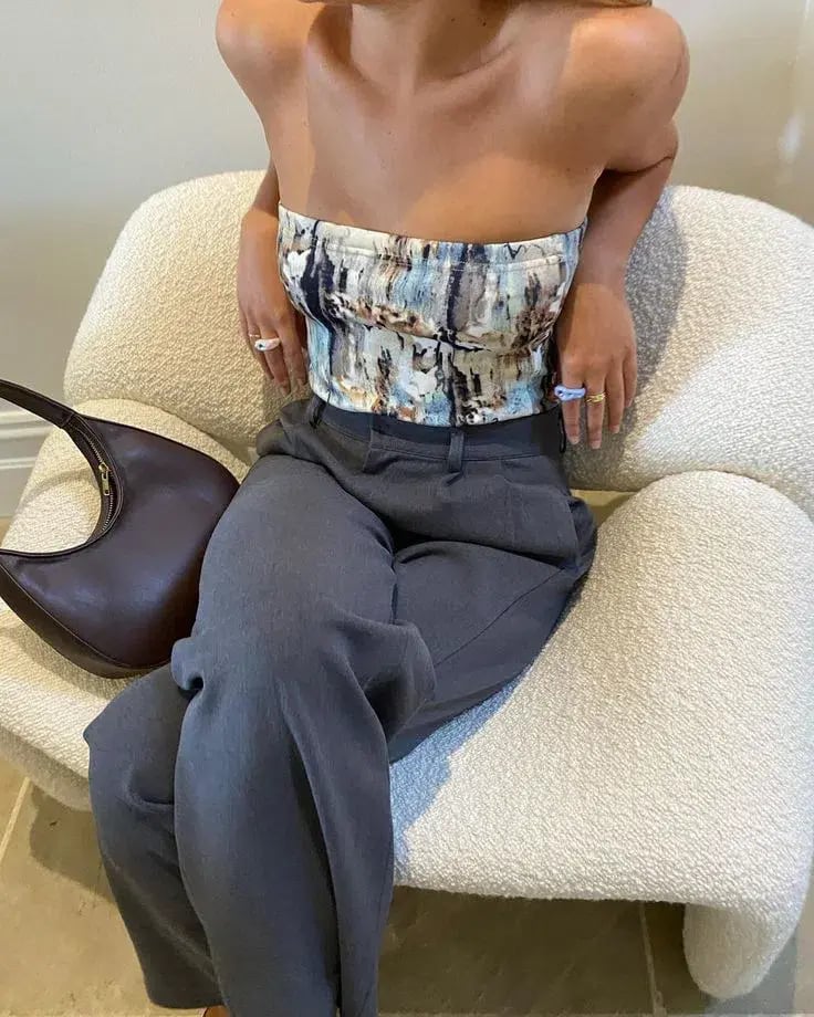 With Harper Lu Marble Boob Tube Top Print Multi Size 10 photo 2