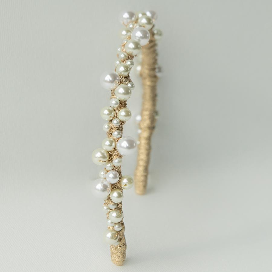 Ashlee Lauren Charlotte Pearl Headband Gold photo 3