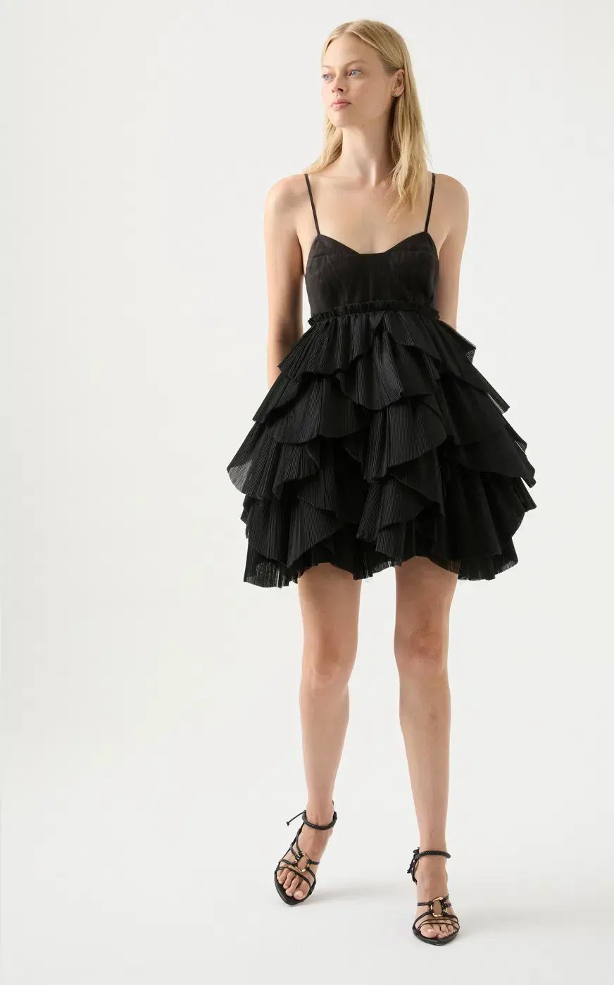 Aje Elise Pleat Mini Dress in Black Size 10 AU / 6 US photo 2