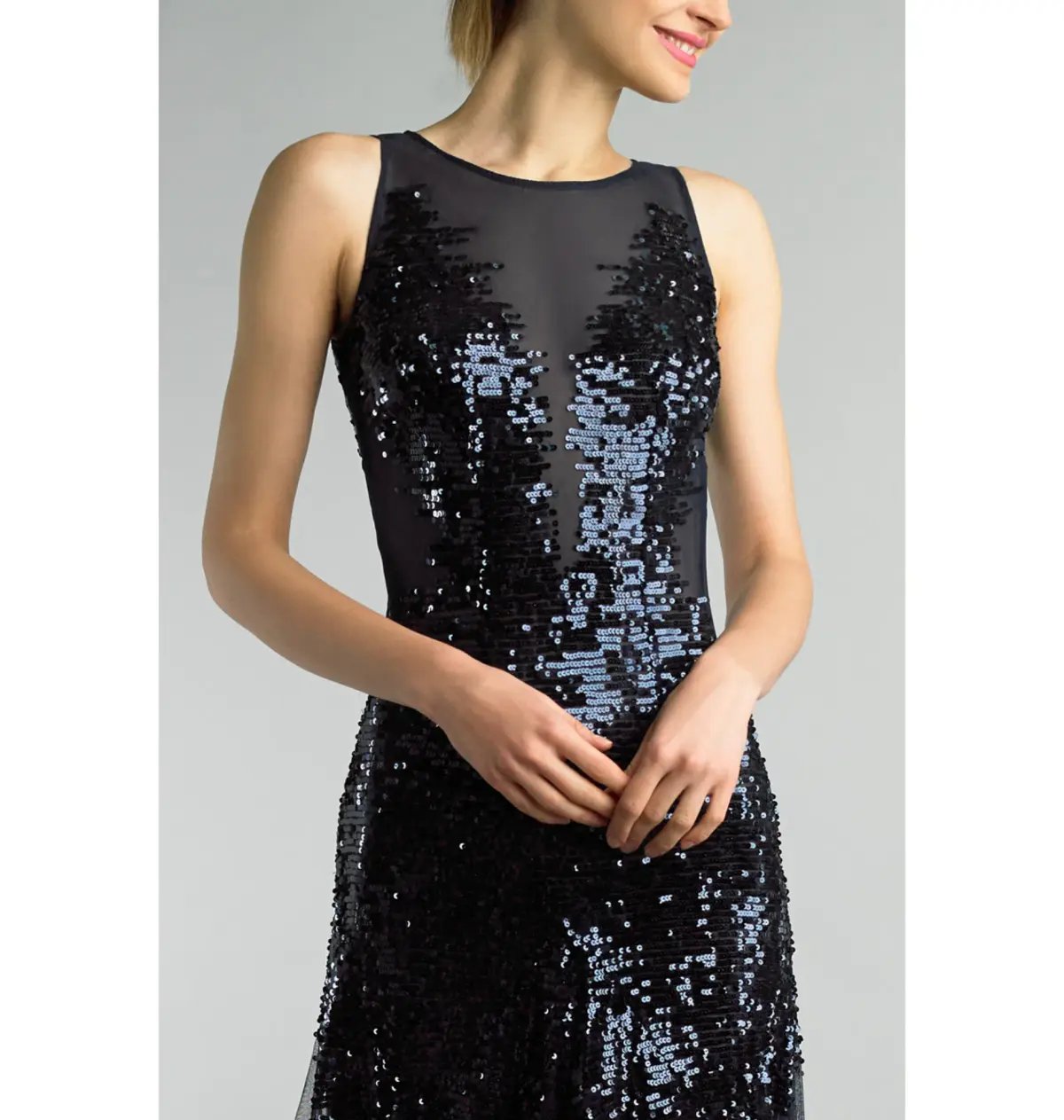 Bariano Mesh Sequin Gown Black Size 10 photo 3