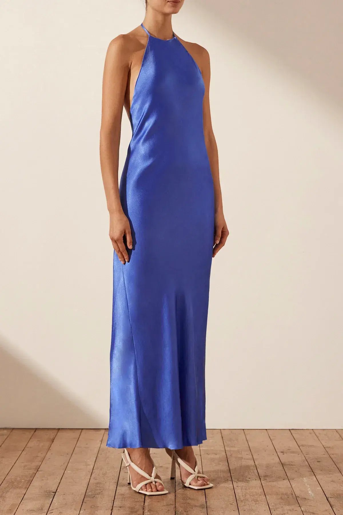 Shona Joy Oliviera Low Back Halter Neck Midi Dress Strong Blue Size AU 4 photo 2