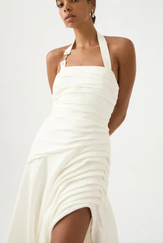 Aje Mika Draped Split Maxi Dress Ivory Size 6 / XS photo 3