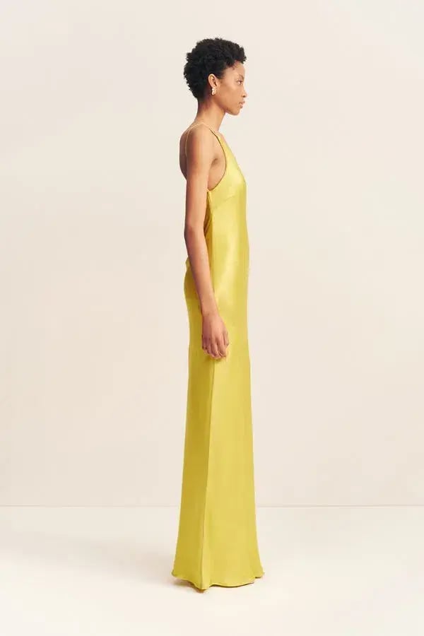 Shona Joy Sofia One Shoulder Cowl Maxi Dress Lime Size 8 photo 3