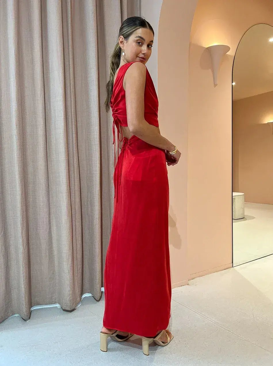 One Fell Swoop Marni Crop and Review Skirt Set Red Size 8 photo 3