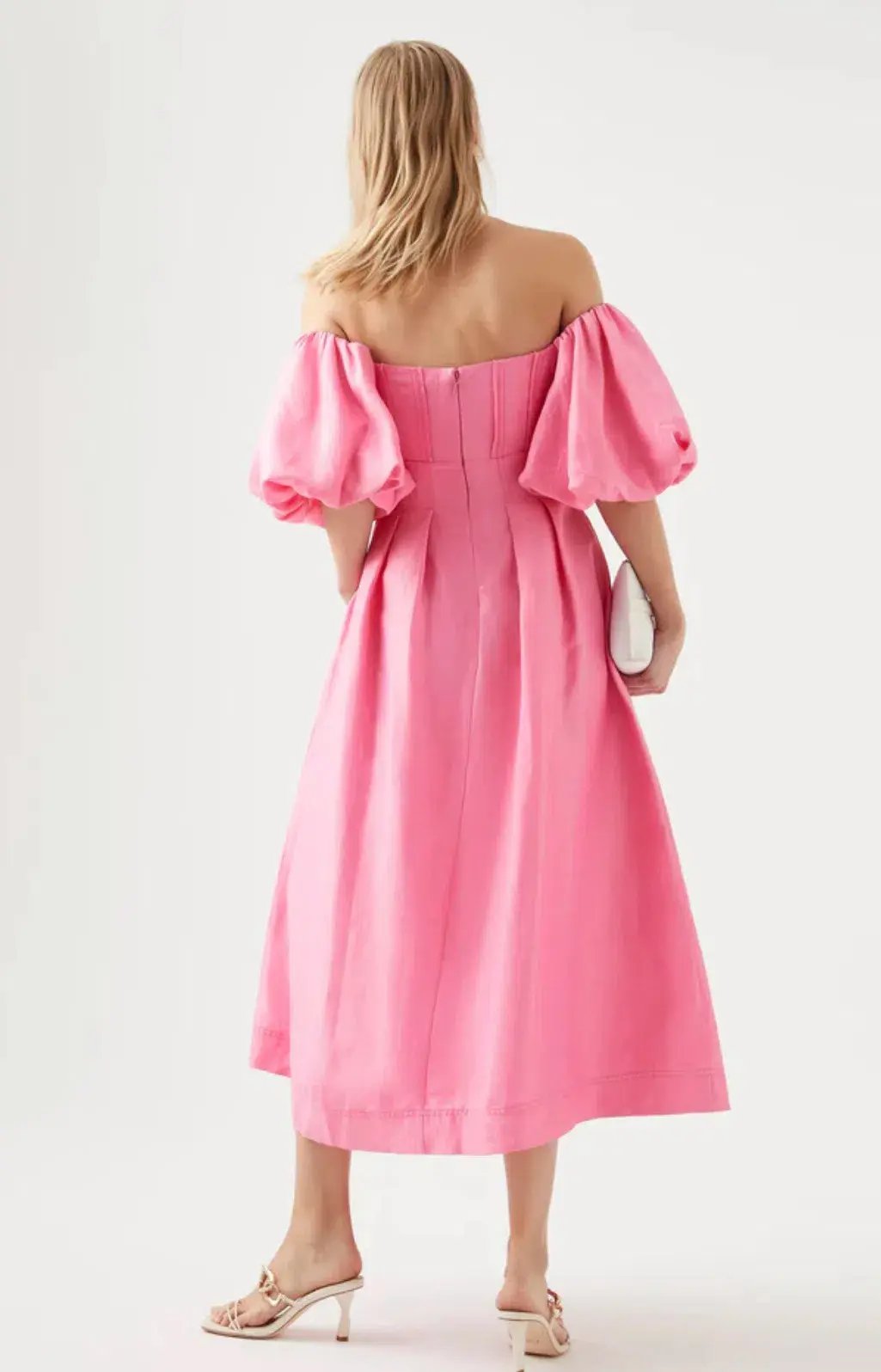 Aje Eugenie Off Shoulder Midi Dress Pink Size 8 / S photo 3