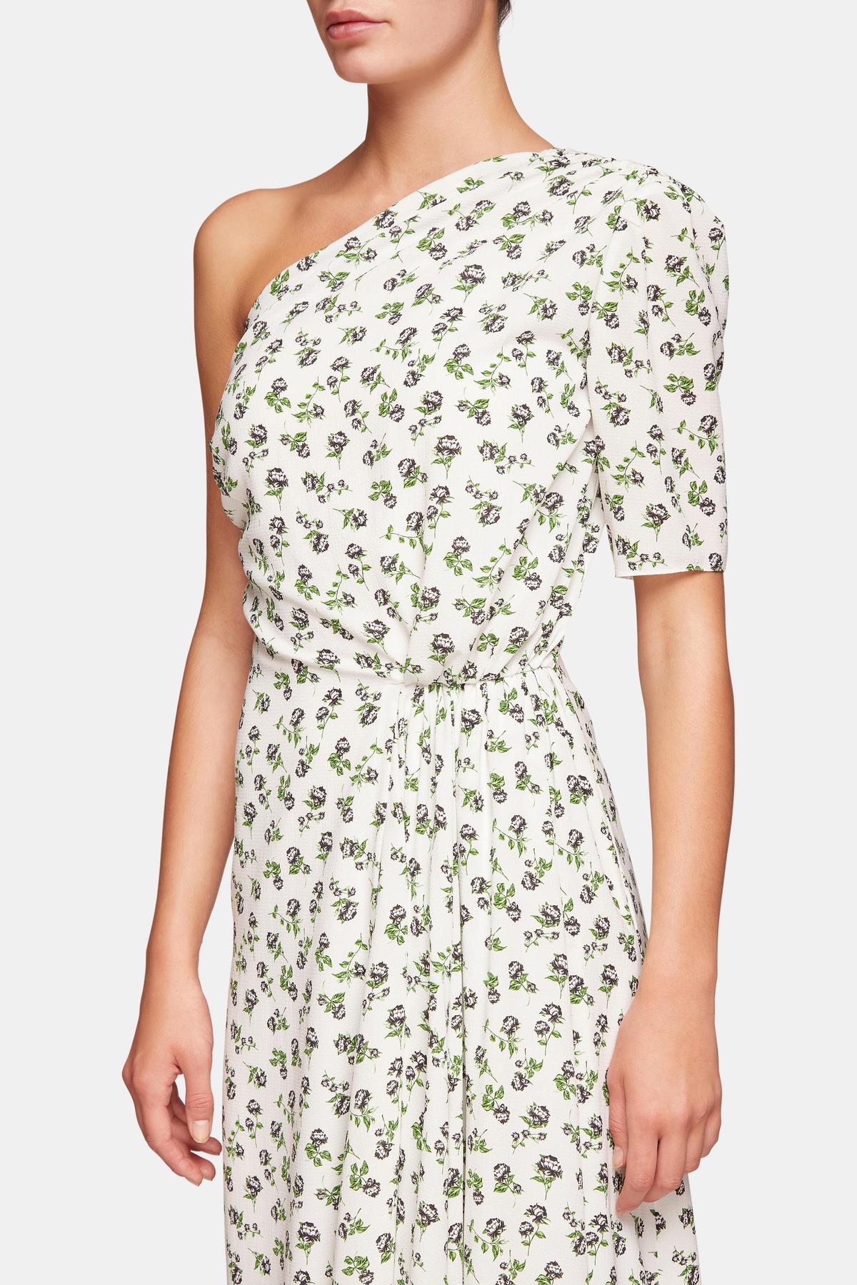 Emilia Wickstead  Kyle One Shoulder Crepe Midi Dress Floral Size 8 photo 2