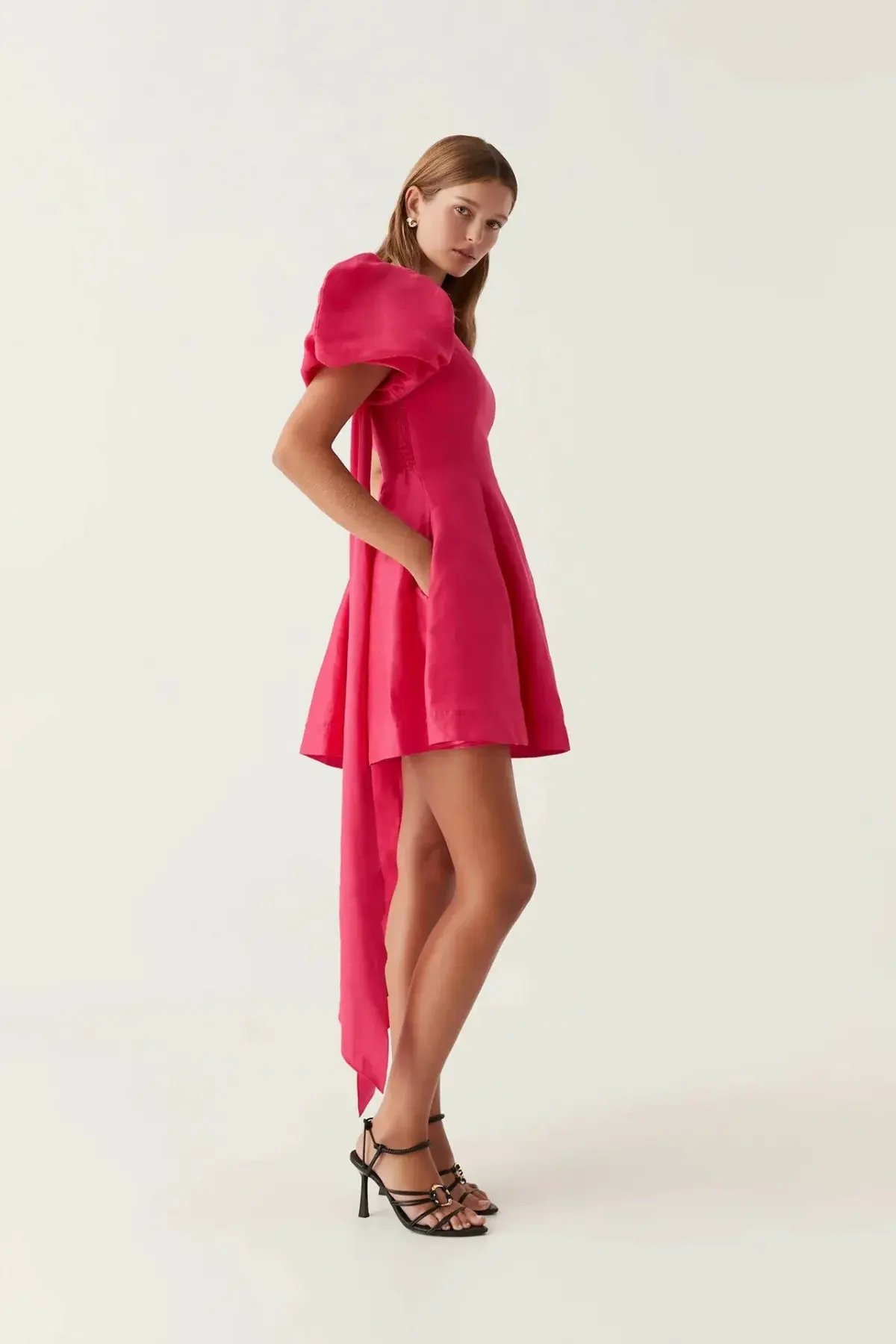 Aje Arista Tulip Sleeve Mini Dress Bougainvillea Red Pink Size AU 12 photo 2