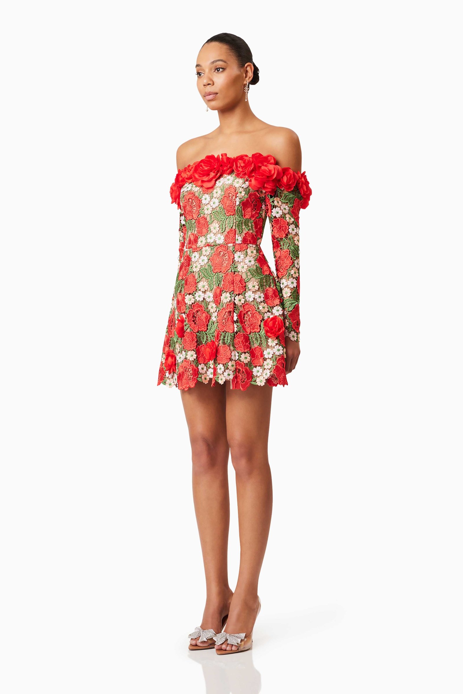 ELLIATT ROSELYN LONG SLEEVE DRESS - RED MULTI photo 6