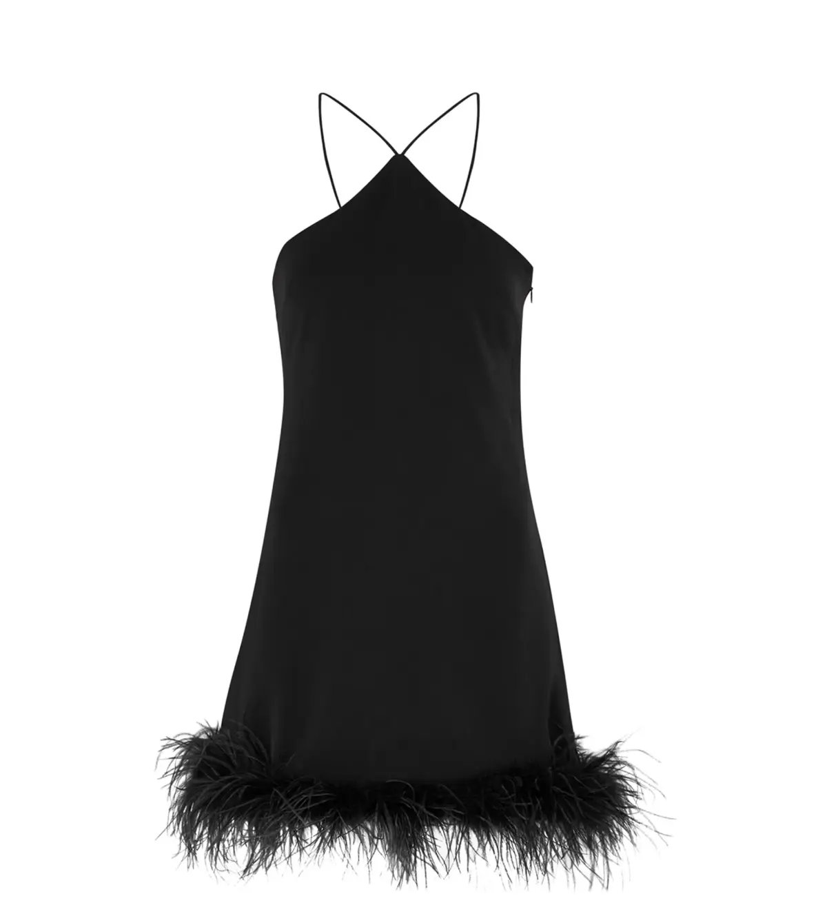 De La Vali Halter Neck Mini Dress With Black Feather Black Size 10 photo 4