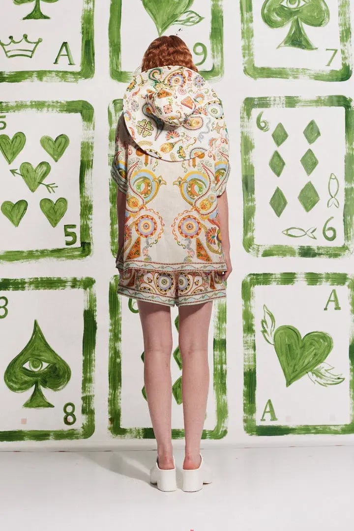 Pinball Linen Shirt and Short Set Multi Print Size 12 photo 2