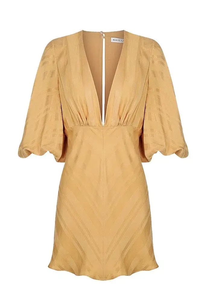 Shona Joy Daisy Balloon Sleeve Bias Dress Saffron Size 8 photo 3