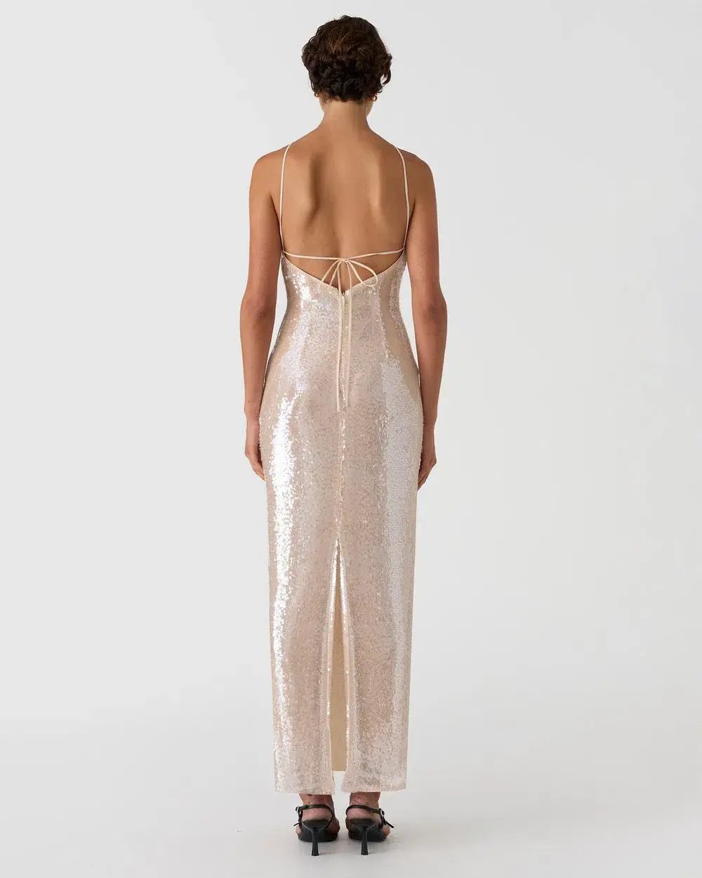MISHA Allegra Sequin Maxi Dress Champagne Size 8 photo 2