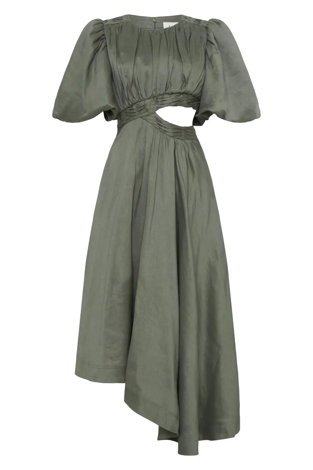 Aje Tidal Tucked Cut Out Midi Dress Green Size 8 photo 4