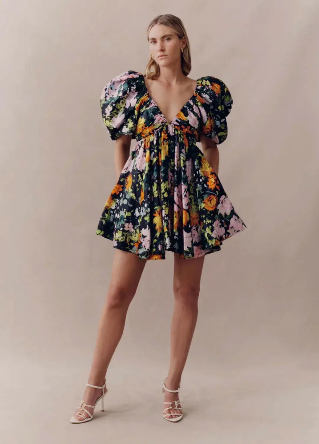 Aje Gabrielle Plunge Mini Dress Midnight Floral Size 8 photo 4