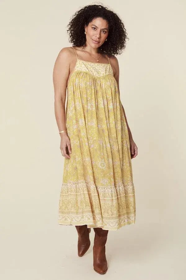 Spell Mossy Strappy Midi Dress Yellow Size XS / AU 6 photo 2