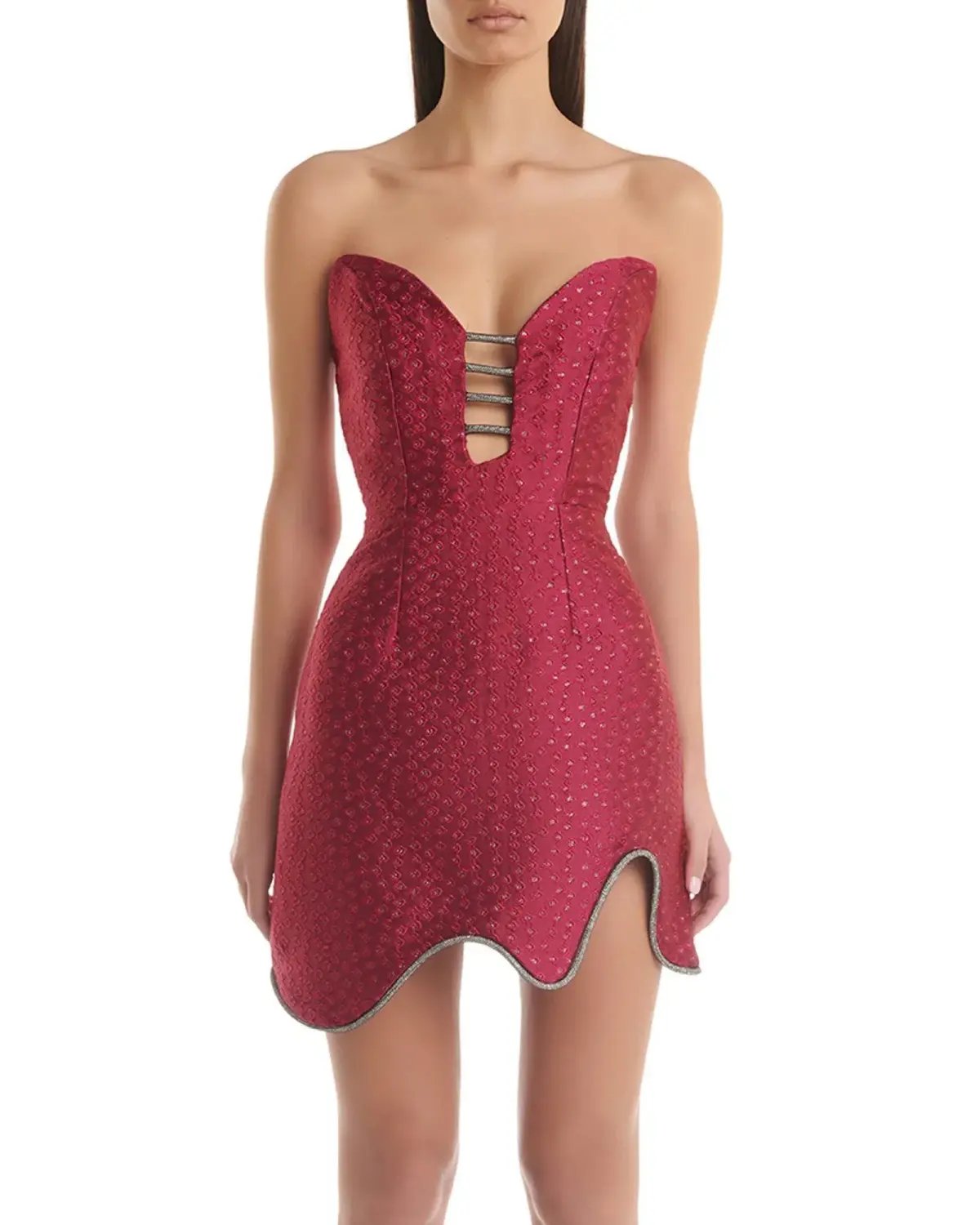Eliya The Label Lotus Mini Dress Burgundy Size M / AU 10 photo 4
