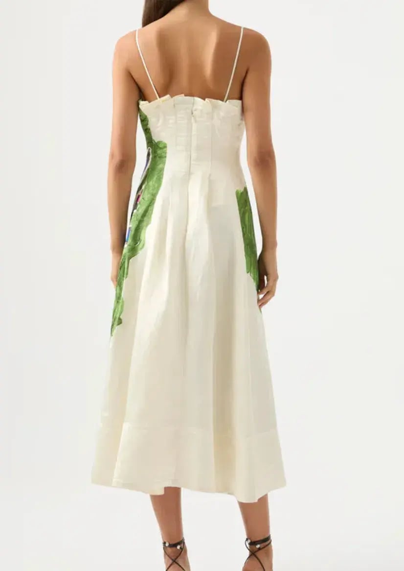 Aje Paradiso Cinched Midi Dress Native Gumnut Floral Size 4 photo 3
