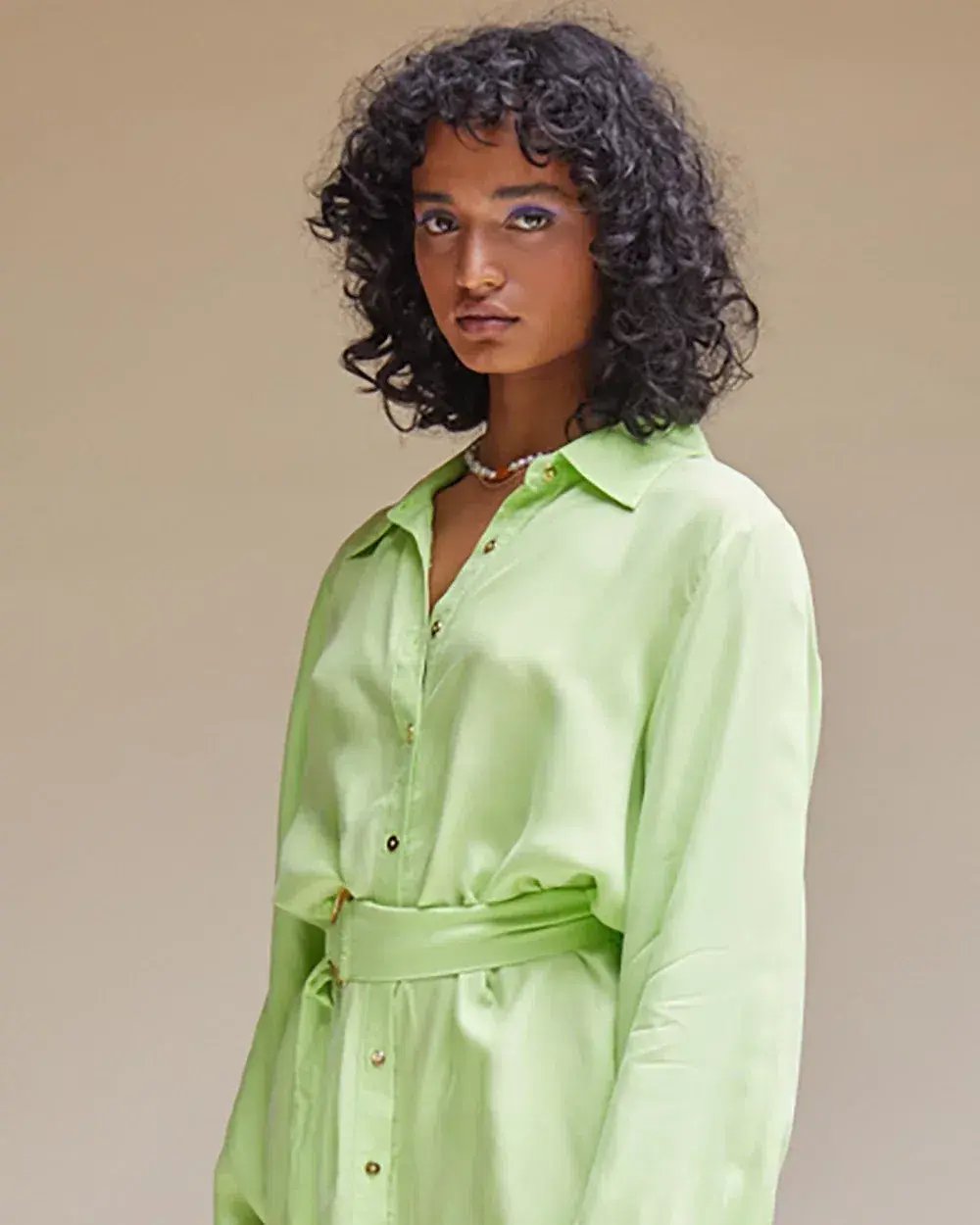 Suboo Sky Mini Shirt Dress in Green Size 12 photo 2
