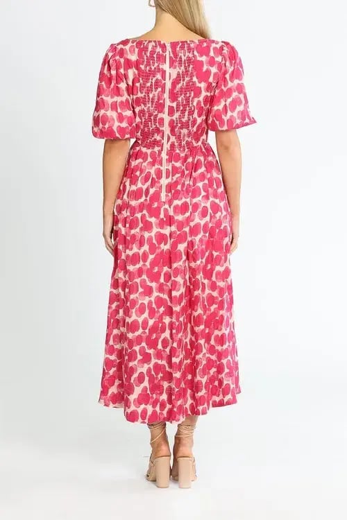 Ministry of Style Mottled Blossoms Midi Dress Pink Print Size AU 14 photo 3