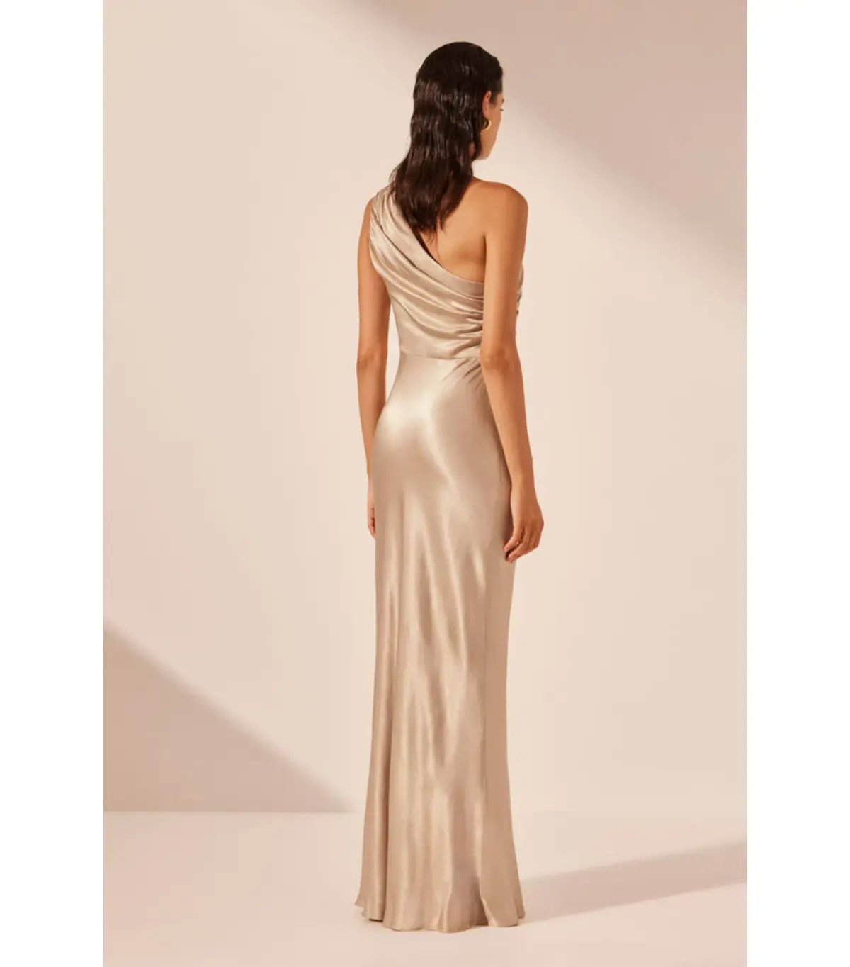 Shona Joy La Lune Gathered One Shoulder Maxi Dress Gold Size AU 16 photo 5