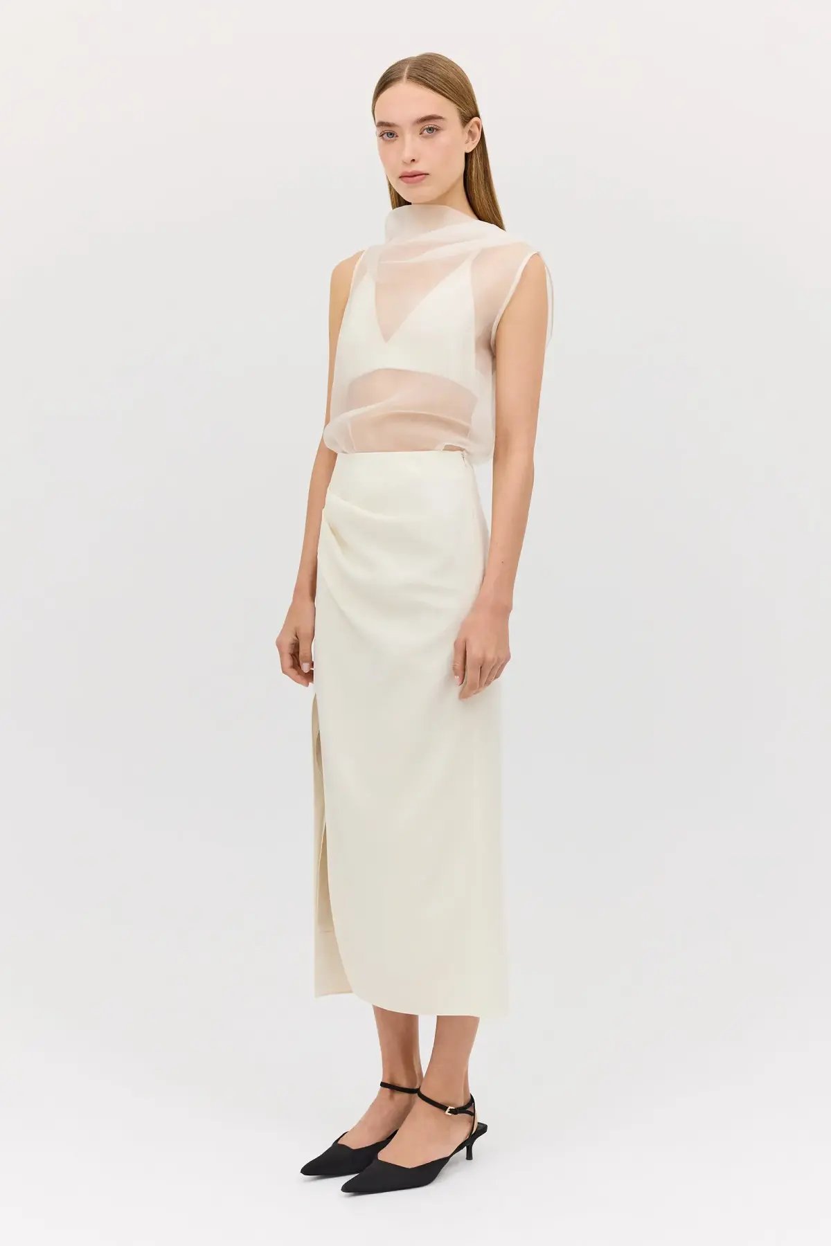 Bianca Spender Cream Organza Cezanne Top Size 10/M photo 5