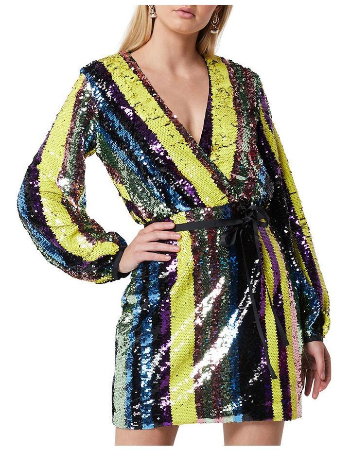 Elliatt Wrap Stripe Sequin Dress Size 6 photo 2