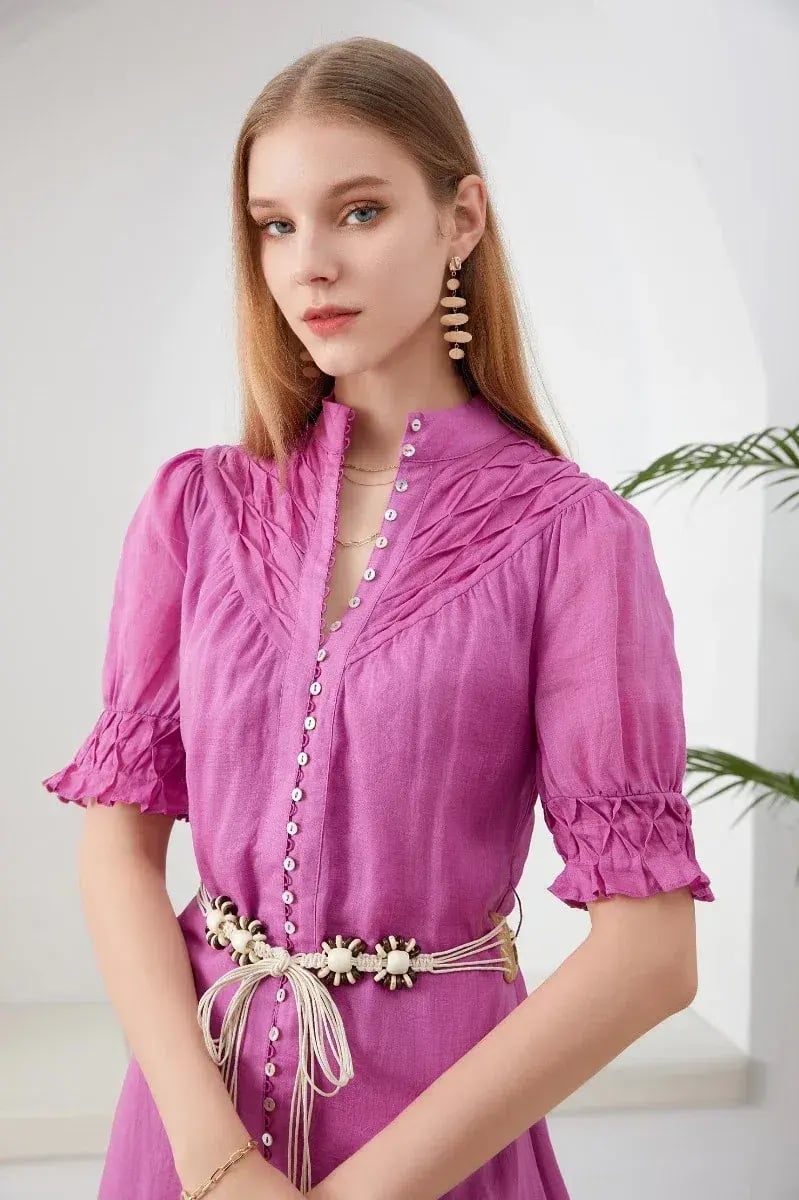 GDS Colette Linen Dress Violet Size 10 photo 3