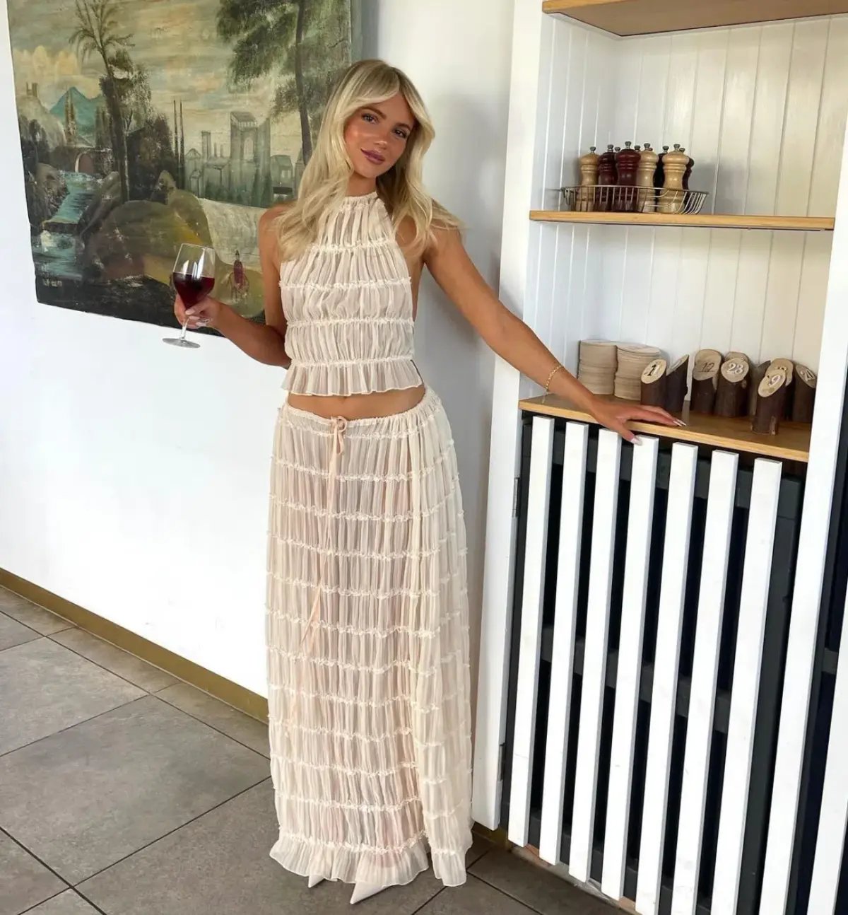 Arcina Ori Juliette Halter Set In Cream Size S / AU 8 photo 9