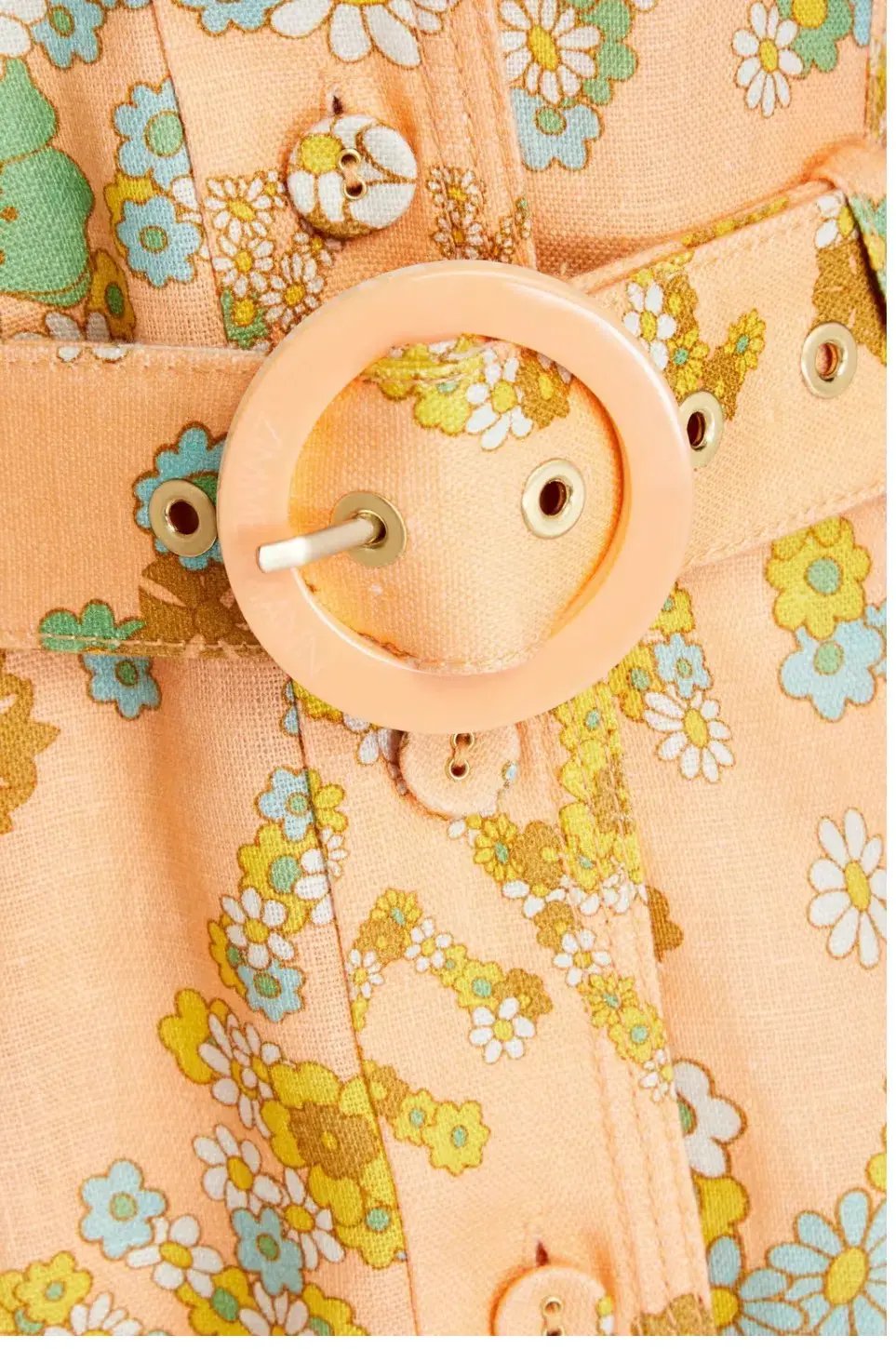 Zimmermann Lola Roll Cuff Mini Belted Dress Peach Floral Size 0P / AU 6 photo 3