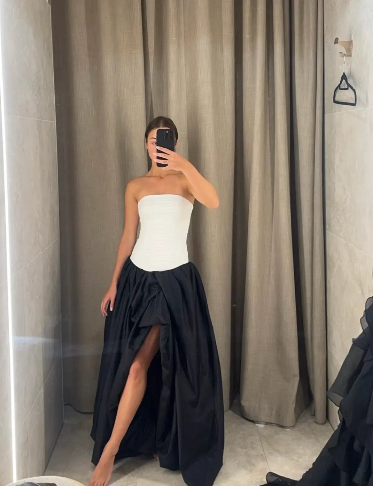 Aje Violette Bubble Hem Maxi Dress Ivory/Black Size 4 photo 4