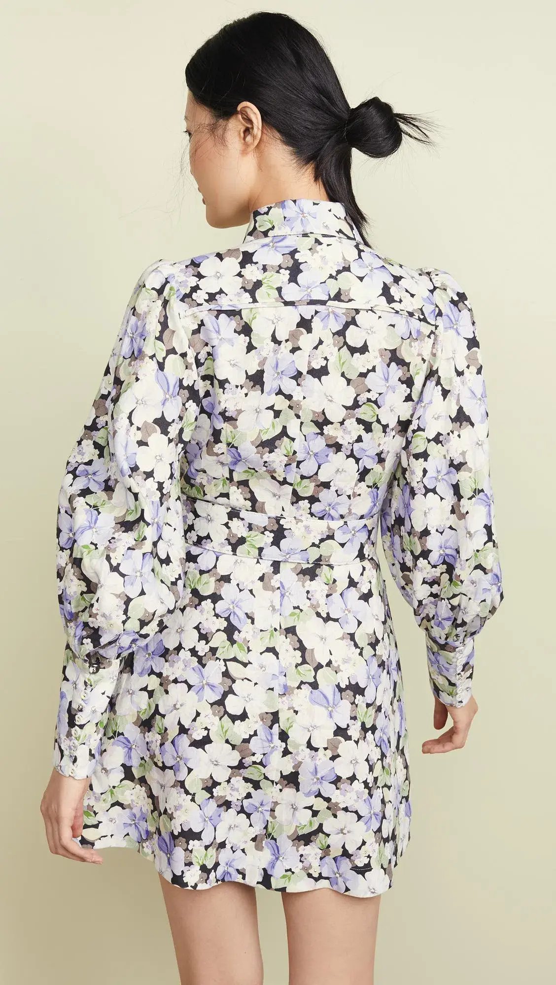 Zimmermann Ninety Six Shirt Mini Dress Floral Size 1 / Au 10 photo 2