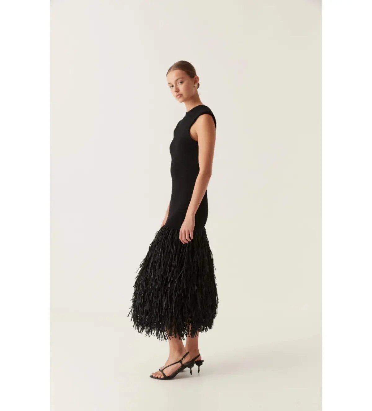 Aje Rushes Rafia Knit Midi Dress Black Size 4 photo 2